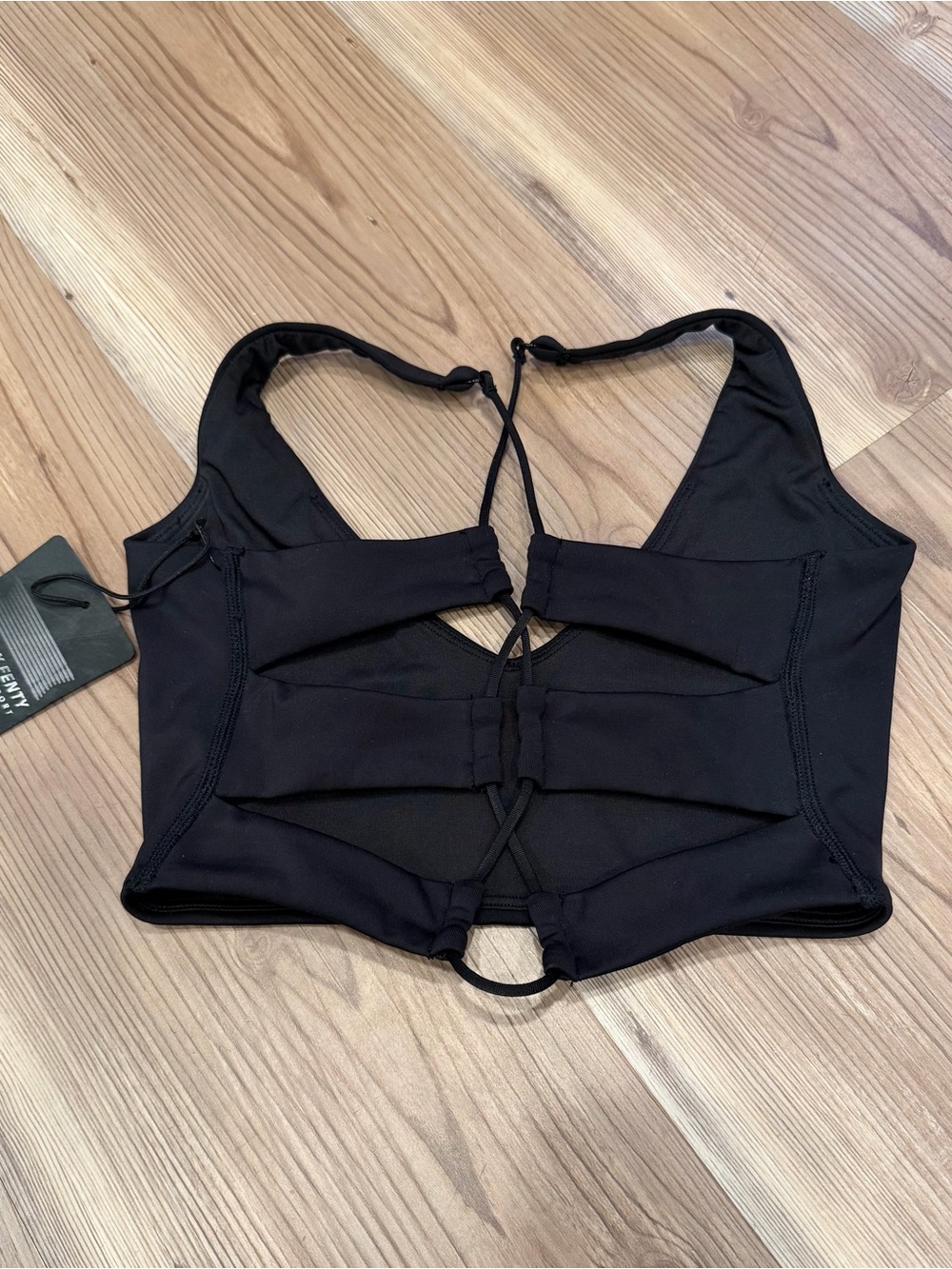 NWT Savage X Fenty Black Strappy Back Sports Bra-Size XS